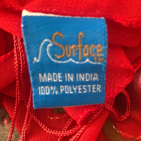 Women’s Red Floral Fringe Wrap Skirt  Swimsuit Cover-Up - Picture 8 of 13